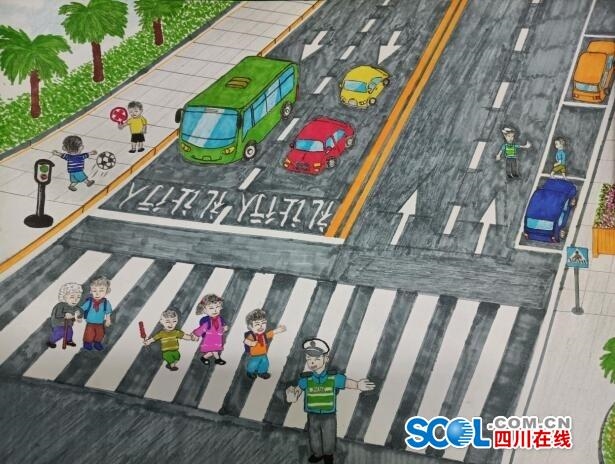 绵竹二幼开展"童心绘安全"交通安全主题绘画活动
