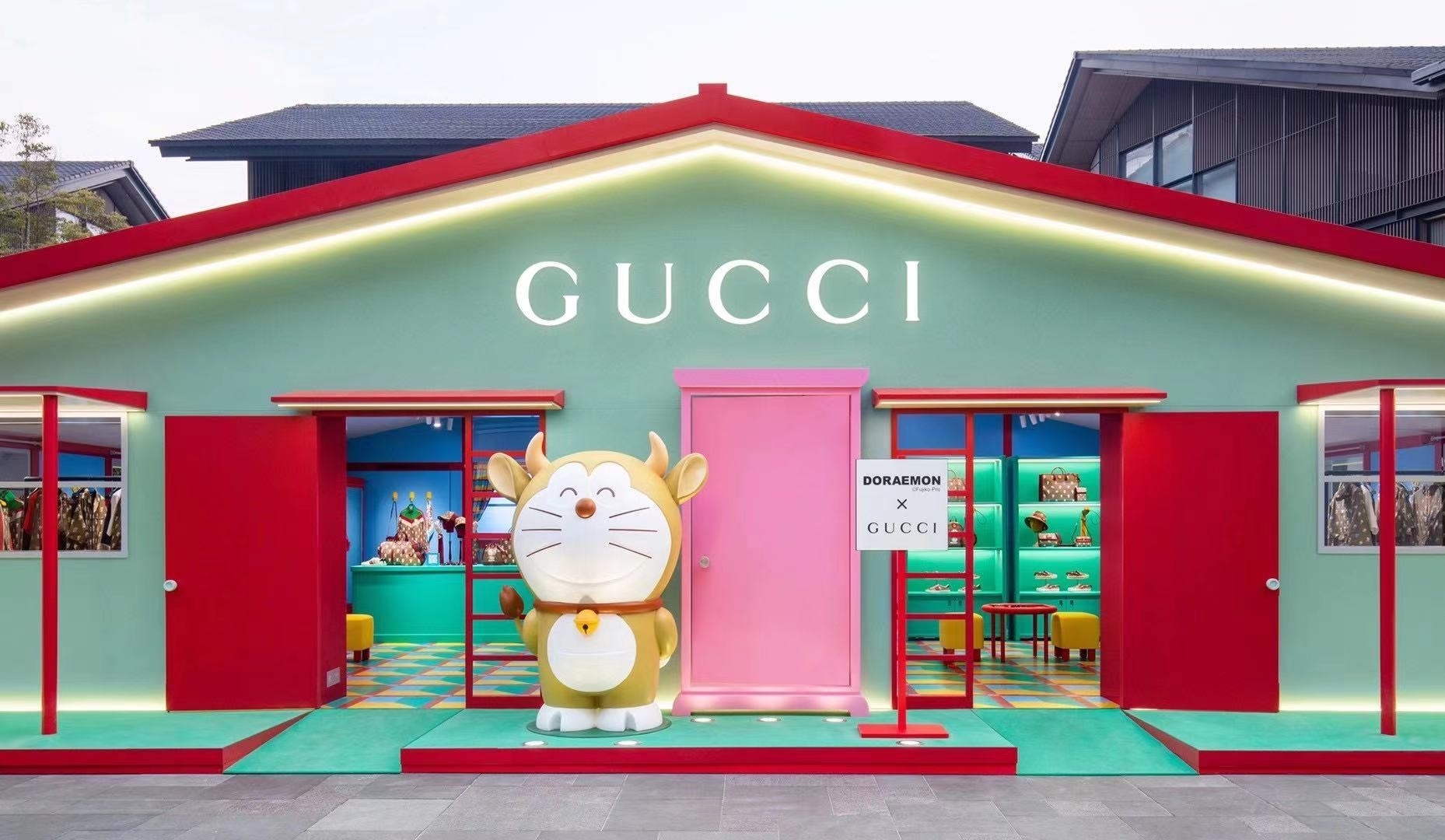 doraemon gucci主题限时店于成都远洋太古里开幕