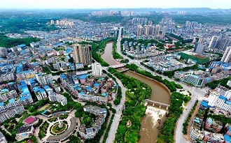 鸟瞰广安西溪河 水清岸绿景美