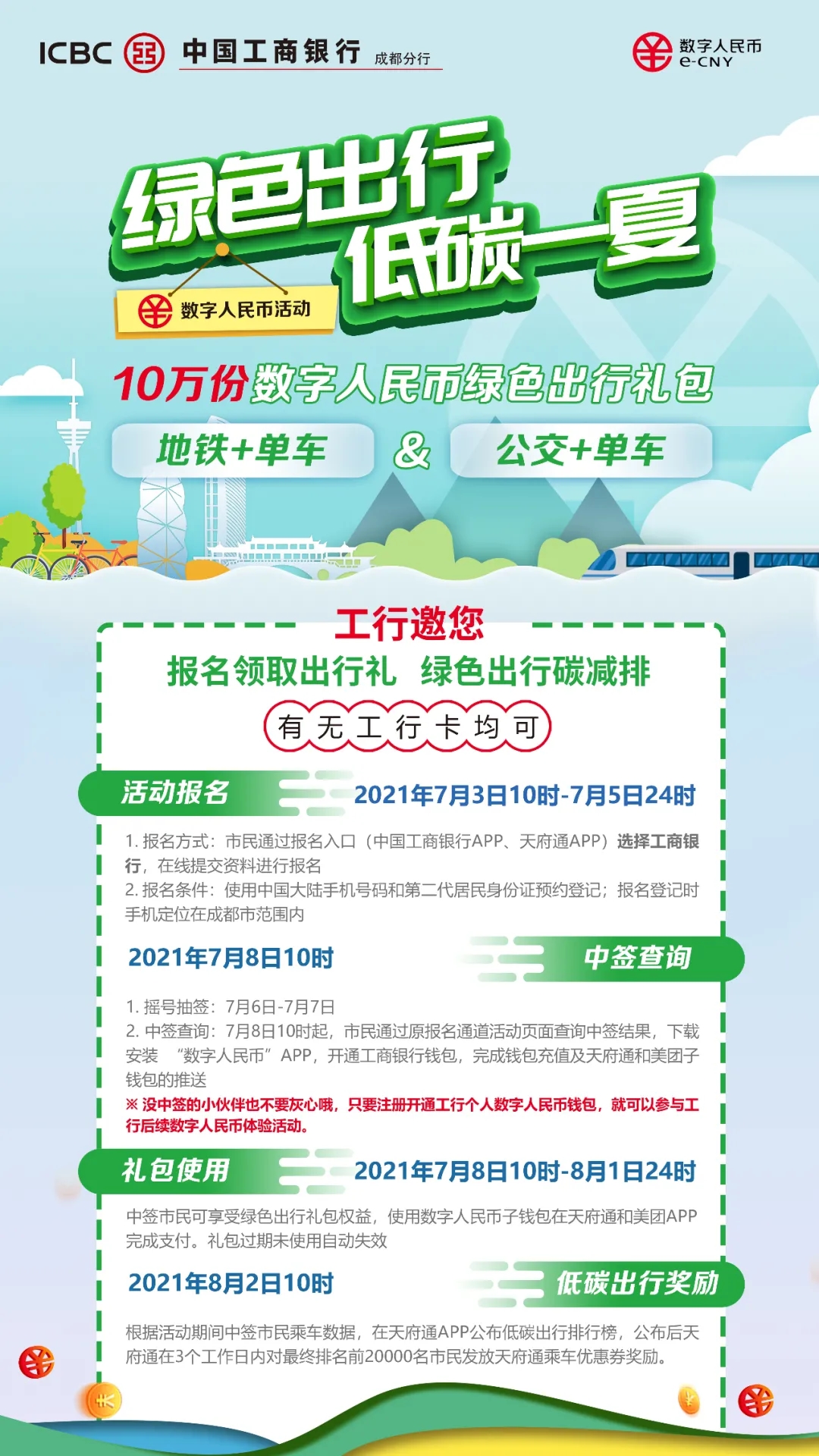“绿色出行·低碳一夏”：绿色出行人民币礼包开始报名啦