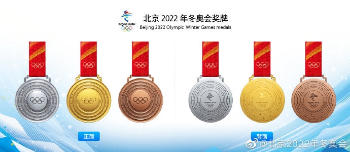 北京冬奥奖牌发布。图片来源：北京冬奥组委官方微博