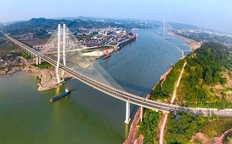 俯瞰大美泸州港和泰安长江大桥