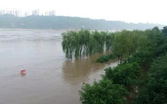 泸州秋季异常涨水 "飞机坝"停车场被淹
