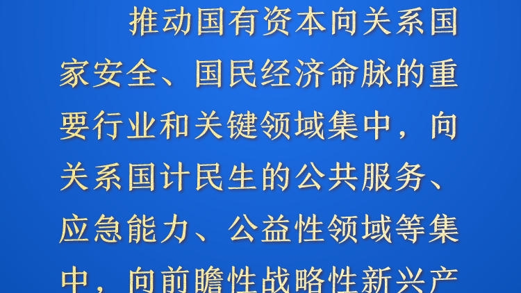 天天学习&middot;进一步全面深化改革㉑丨推动国有资本向关系国家安全、国民经济命脉的重要行业和关键领域集中