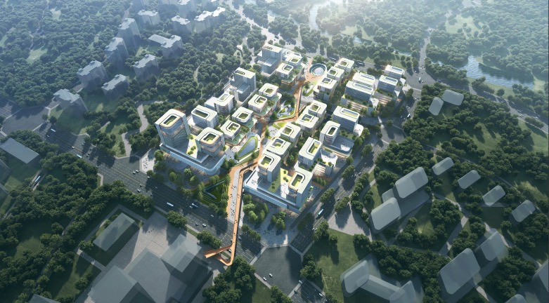 An aerial view of a city

Description automatically generated